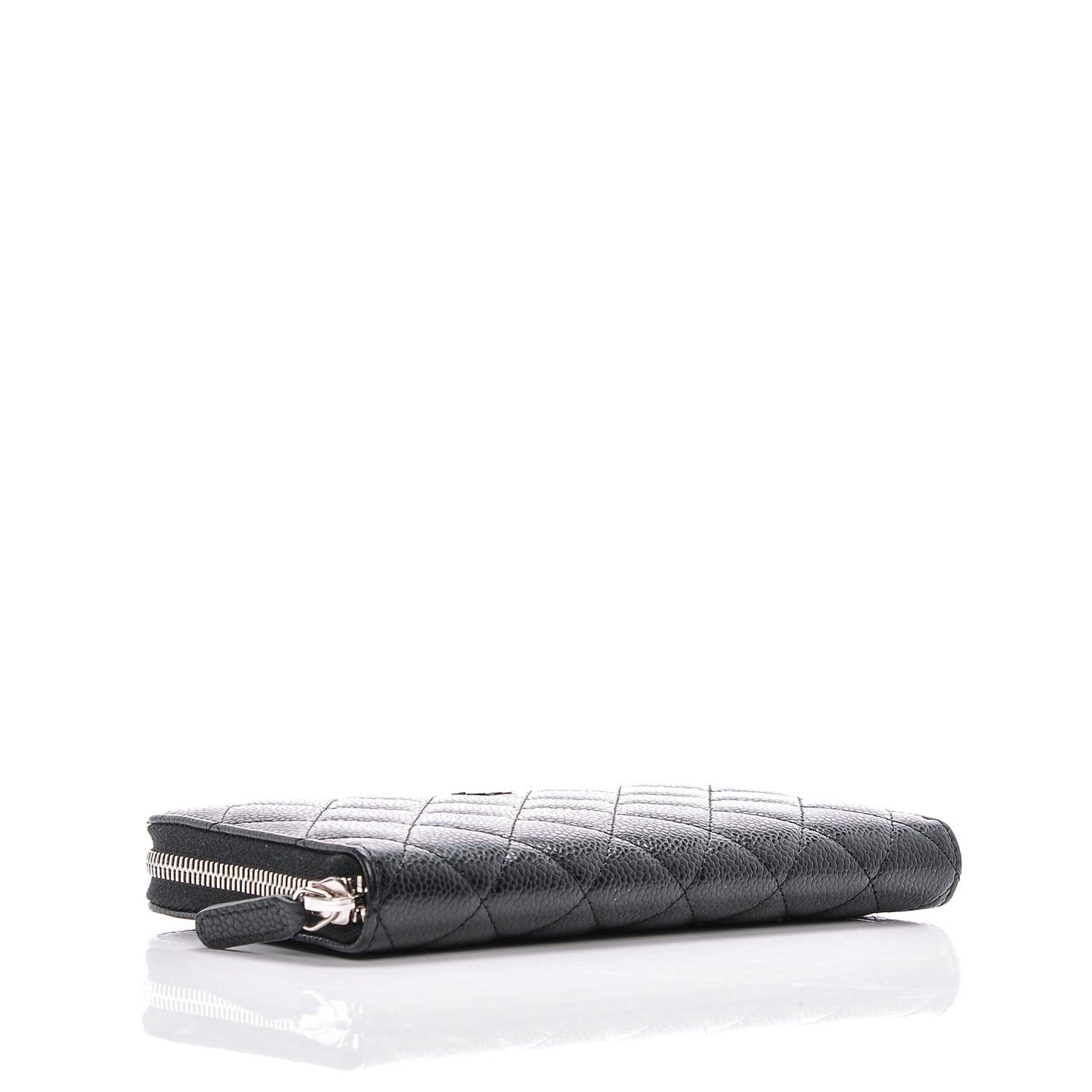 Caviar Quilted Large Gusset Zip Around Wallet Black