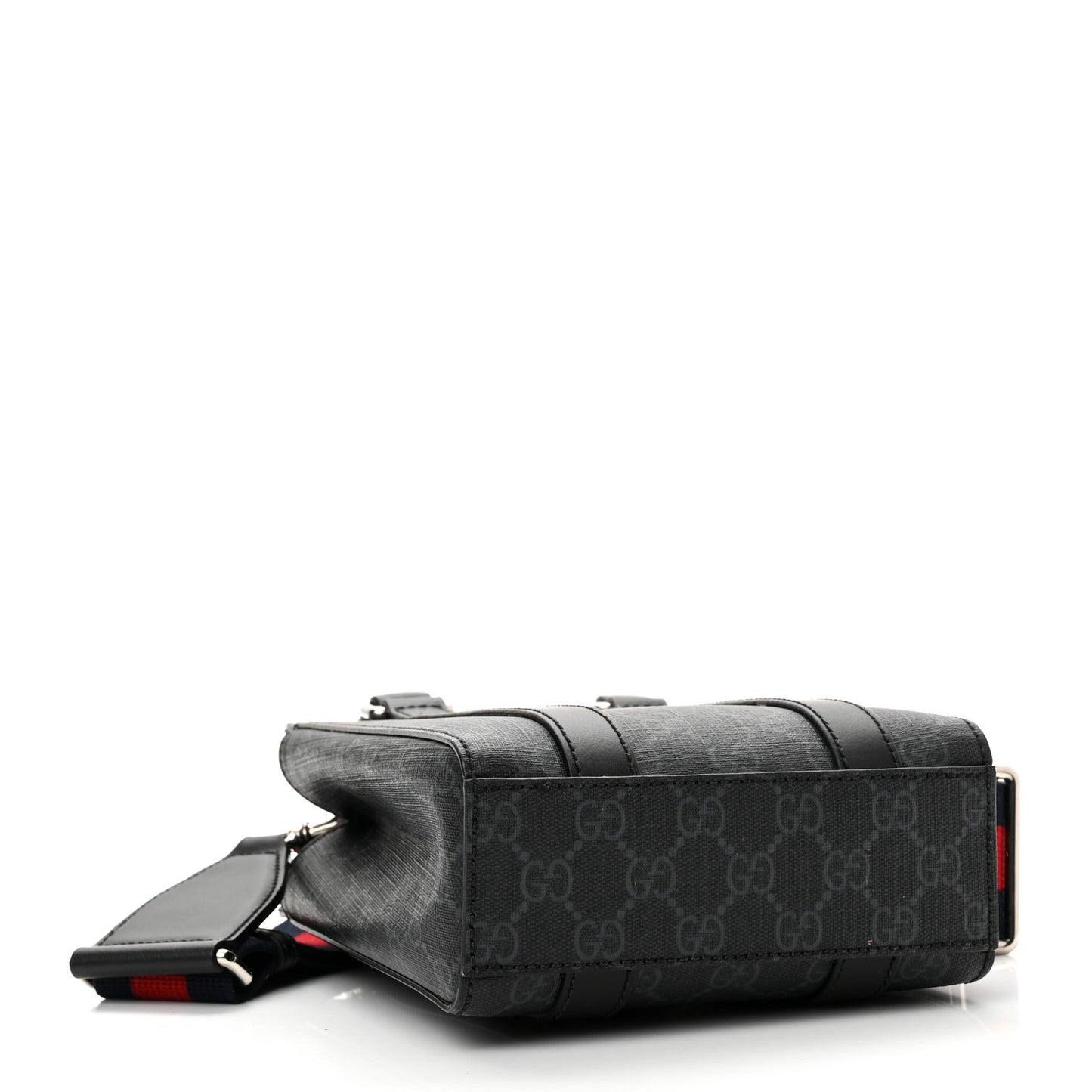 GG Supreme Monogram Appia Calfskin Web Mini Tote Bag Black