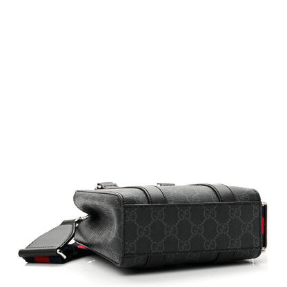 Gucci GG Supreme Monogram Appia Calfskin Web Mini Tote Bag Black 4 of 8