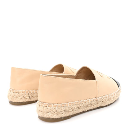 Chanel Lambskin CC Espadrilles 36 Beige Black 5 of 11