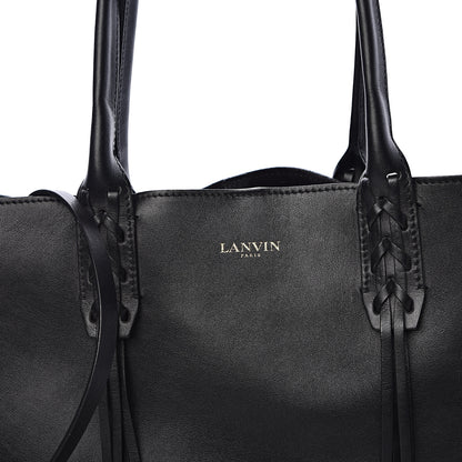 Lanvin Smooth Calfskin Small Fringe Shopper Tote Black 13 of 15