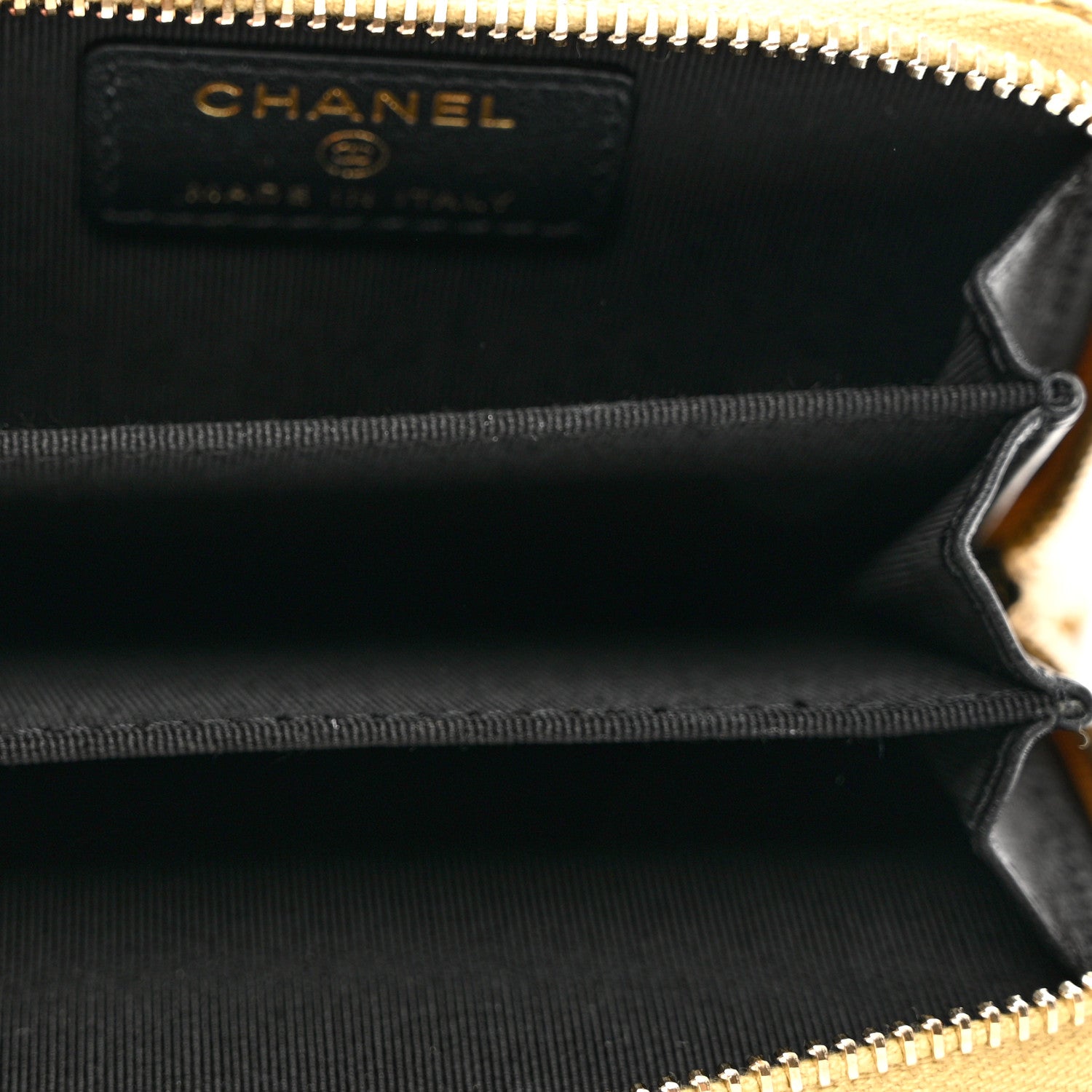 Chanel Metallic Calfskin Crocodile Embossed Cocodile Zip Coin Case Gold 5 of 7