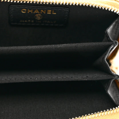 Chanel Metallic Calfskin Crocodile Embossed Cocodile Zip Coin Case Gold 5 of 7