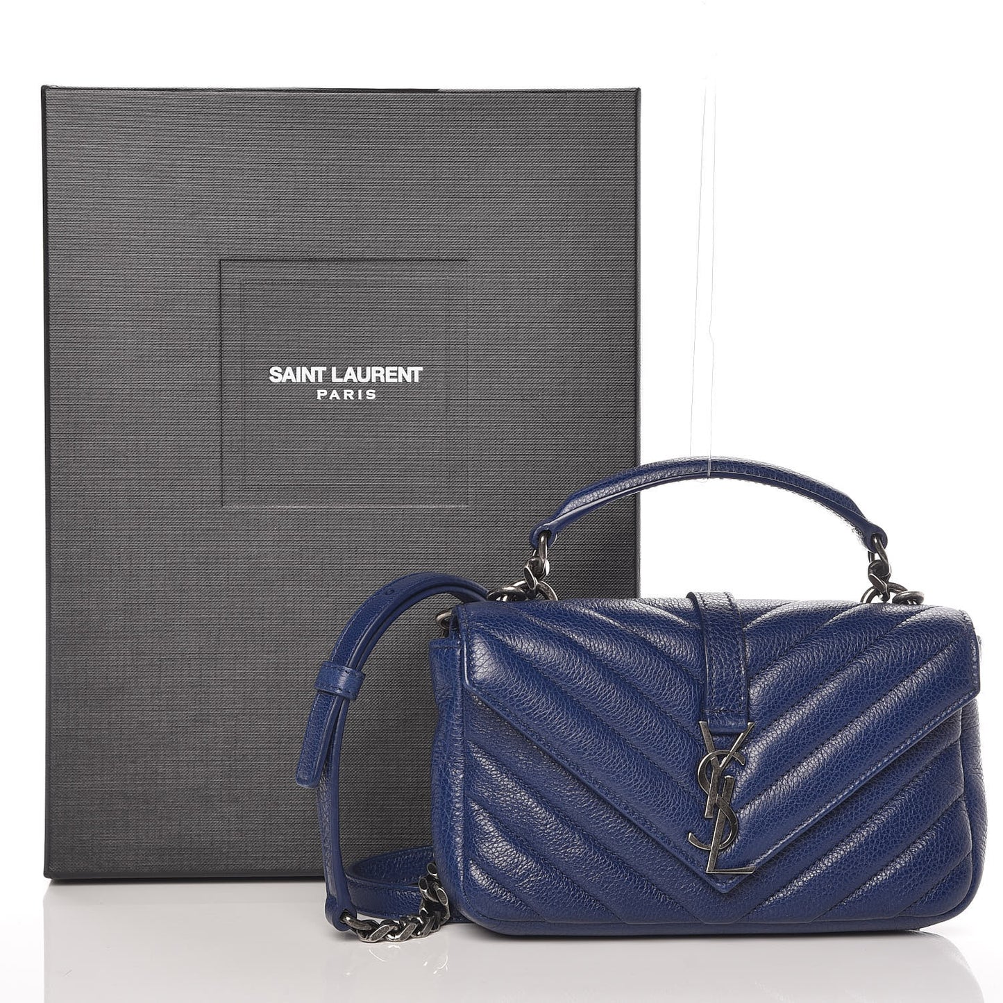 Sheepskin Matelasse Chevron Monogram College Chain Wallet Royal Blue
