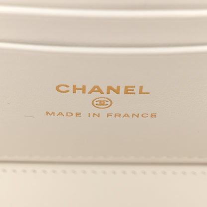Chanel Caviar Quilted Crystal Hearts Small Vanity Case With Chain White 6 of 11