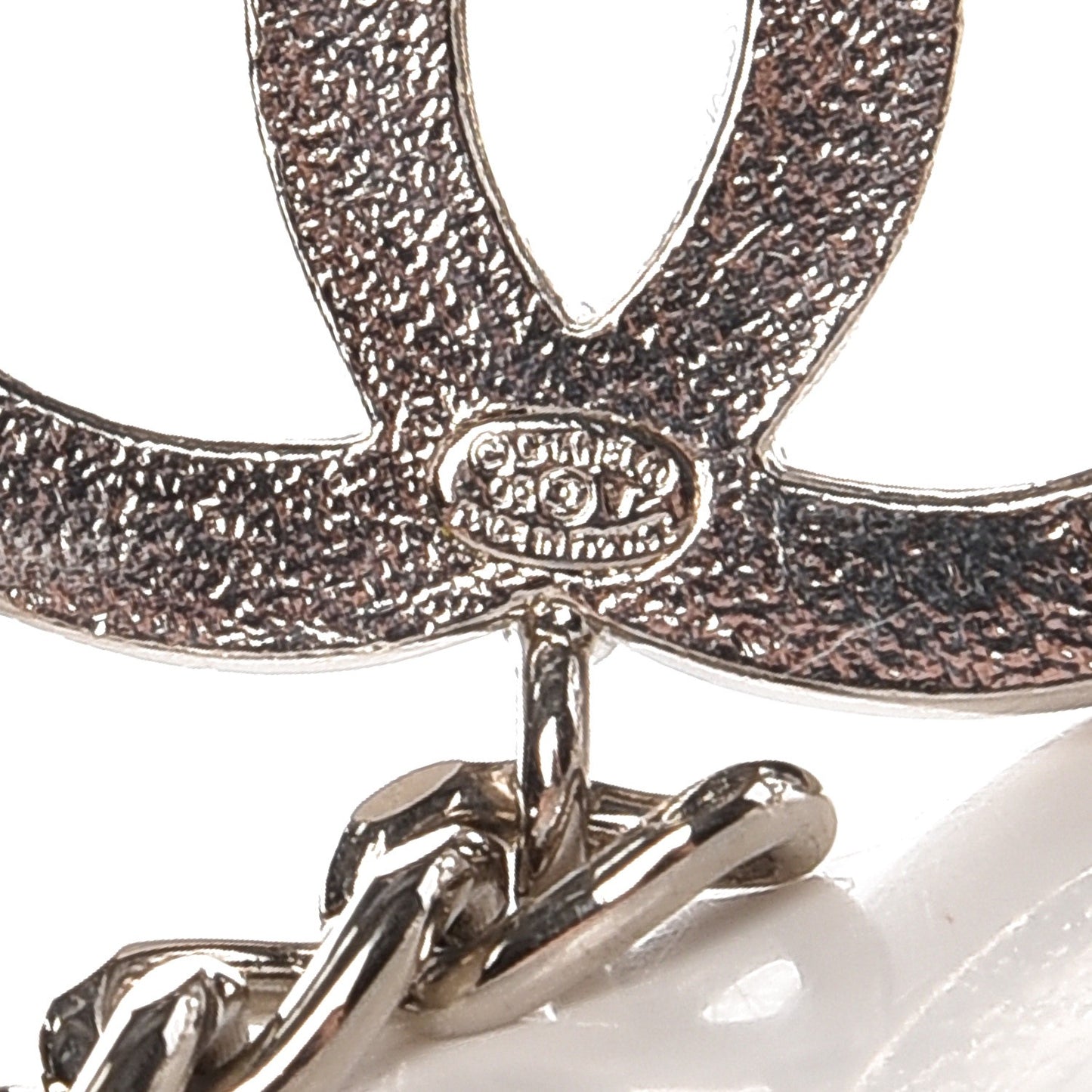 Enamel CC Chain Belt Black Silver