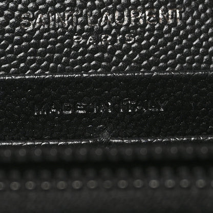 Saint Laurent Grain De Poudre Matelasse Chevron Monogram Flap Wallet Black 7 of 10