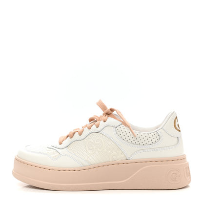Gucci Calfskin GG Tennis Embossed Womens Platform 55mm Sneakers 37.5 White 1 of 7