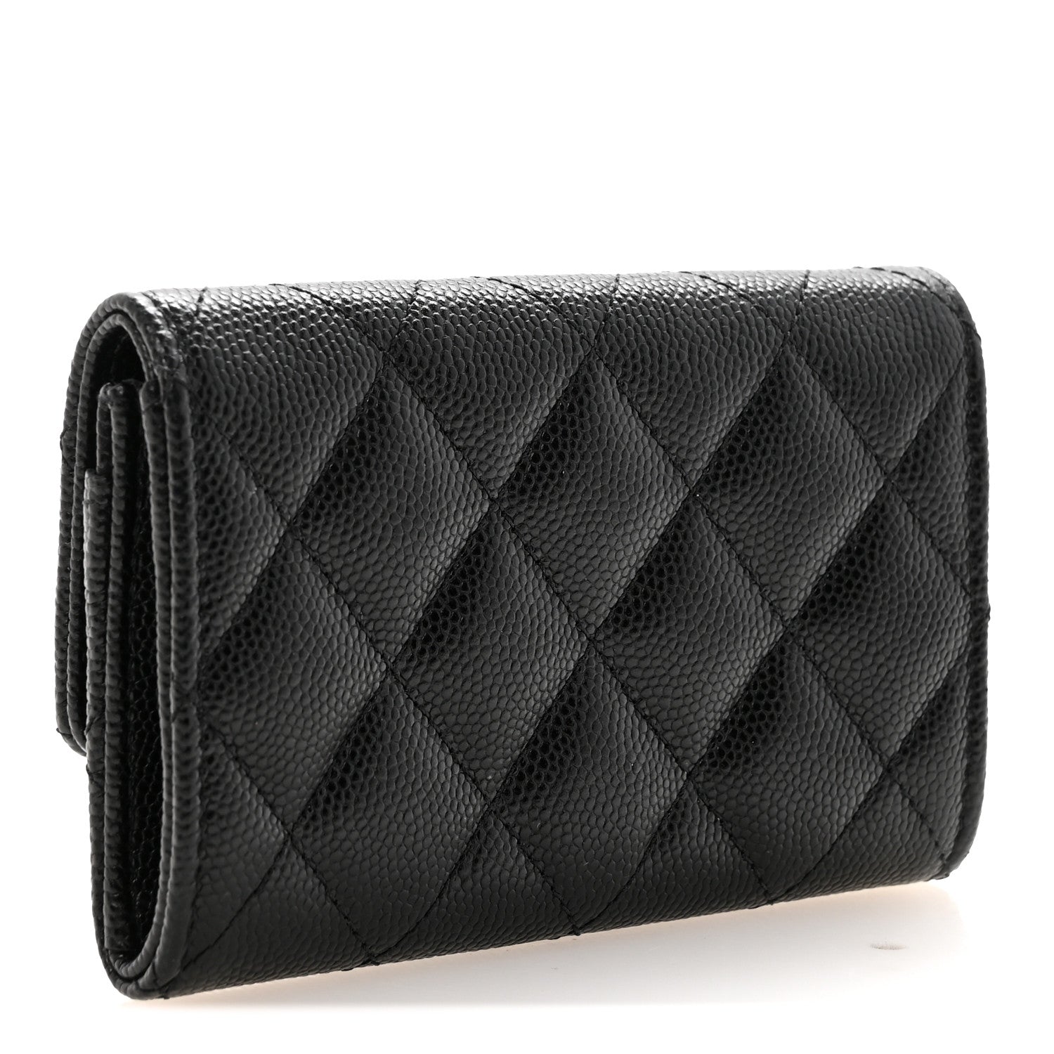 Chanel Caviar Metal Perforated Quilted CC Flap Card Holder Black 3 of 8