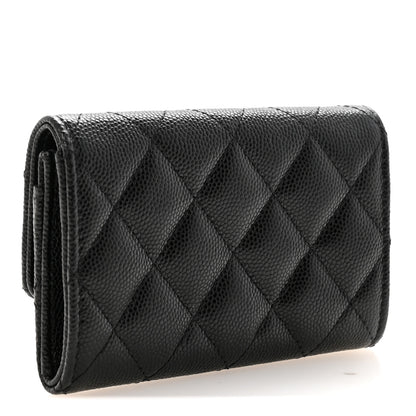 Chanel Caviar Metal Perforated Quilted CC Flap Card Holder Black 3 of 8