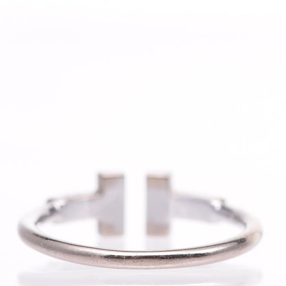 Tiffany 18K White Gold Diamond T Wire Ring 53 6.5 4 of 5