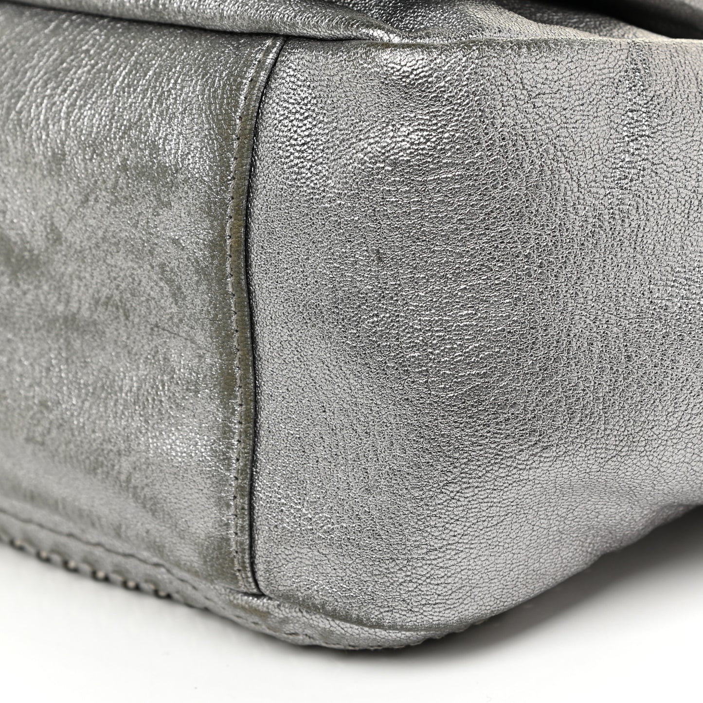 Metallic Deerskin Luxe Ligne Flap Silver