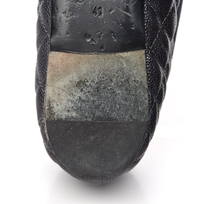 Chanel Metallic Caviar Quilted Cap Toe Ballerina Flats 41 Anthracite 16 of 19