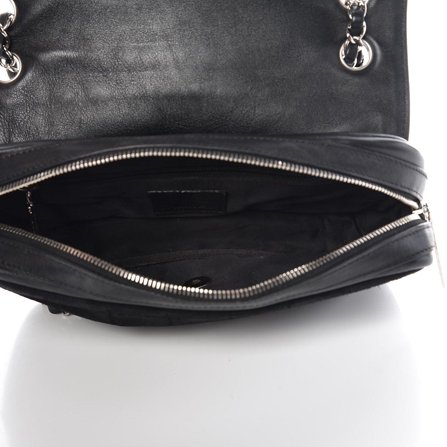 Suede Lambskin Square Stitched CC Flap Bag Black
