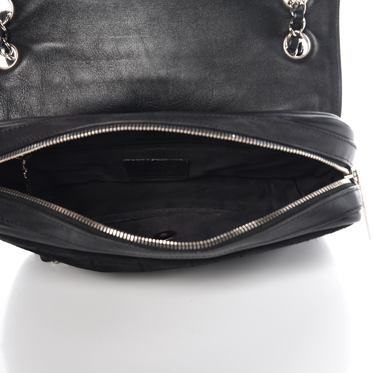 Chanel Suede Lambskin Square Stitched CC Flap Bag Black 6 of 13