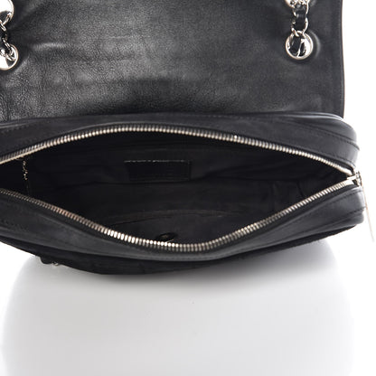 Chanel Suede Lambskin Square Stitched CC Flap Bag Black 6 of 13