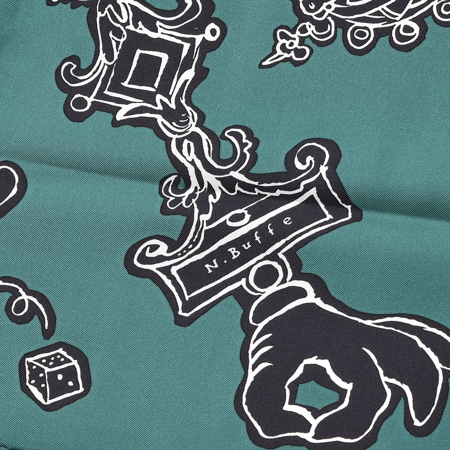 Silk Serio Ludere Scarf 90 Vert Black White