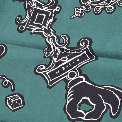 Hermes Silk Serio Ludere Scarf 90 Vert Black White 4 of 7