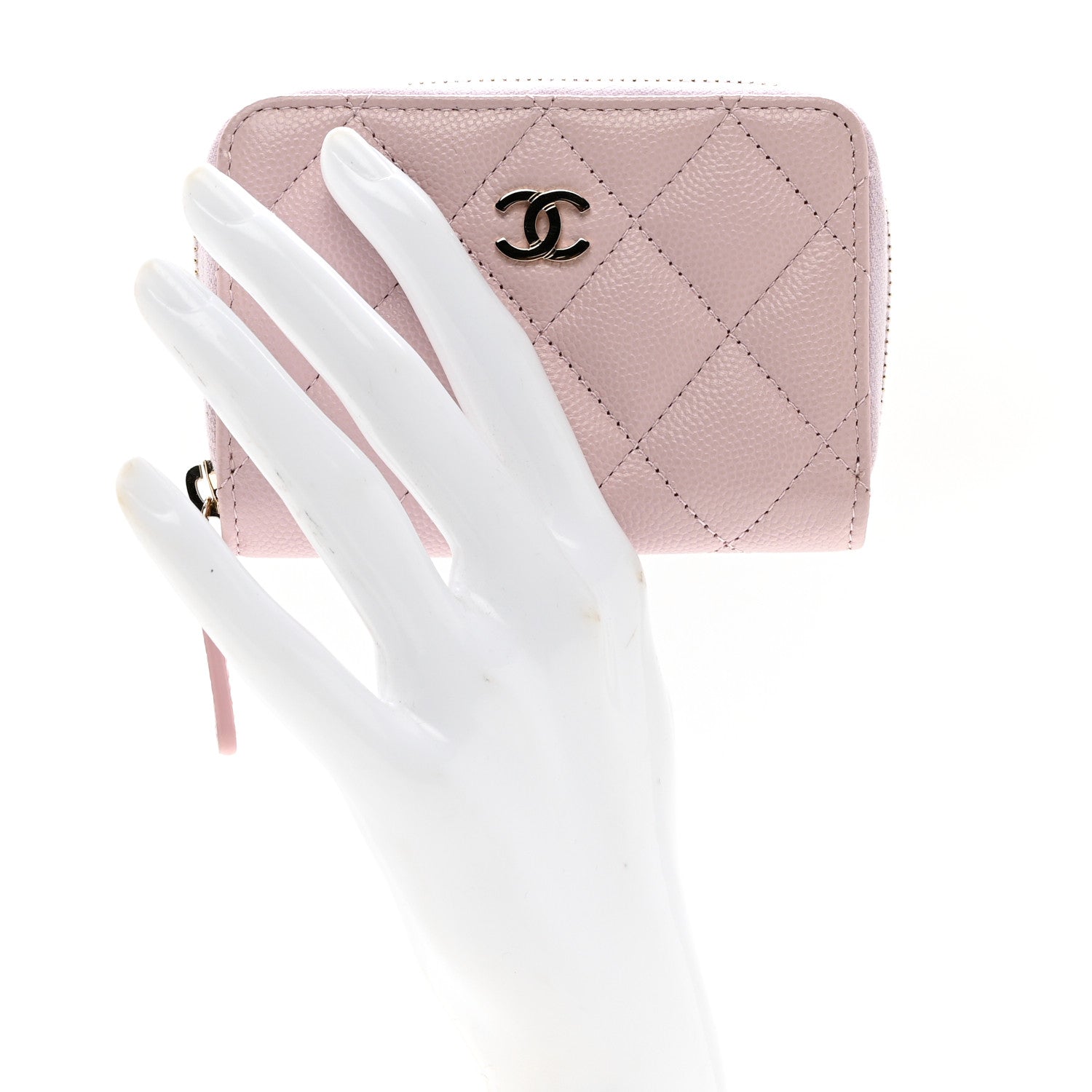 Chanel Caviar Quilted Zip Coin Purse Light Pink 2 of 7