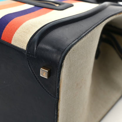 Celine Smooth Calfskin Striped Canvas Mini Luggage Multicolor 10 of 12