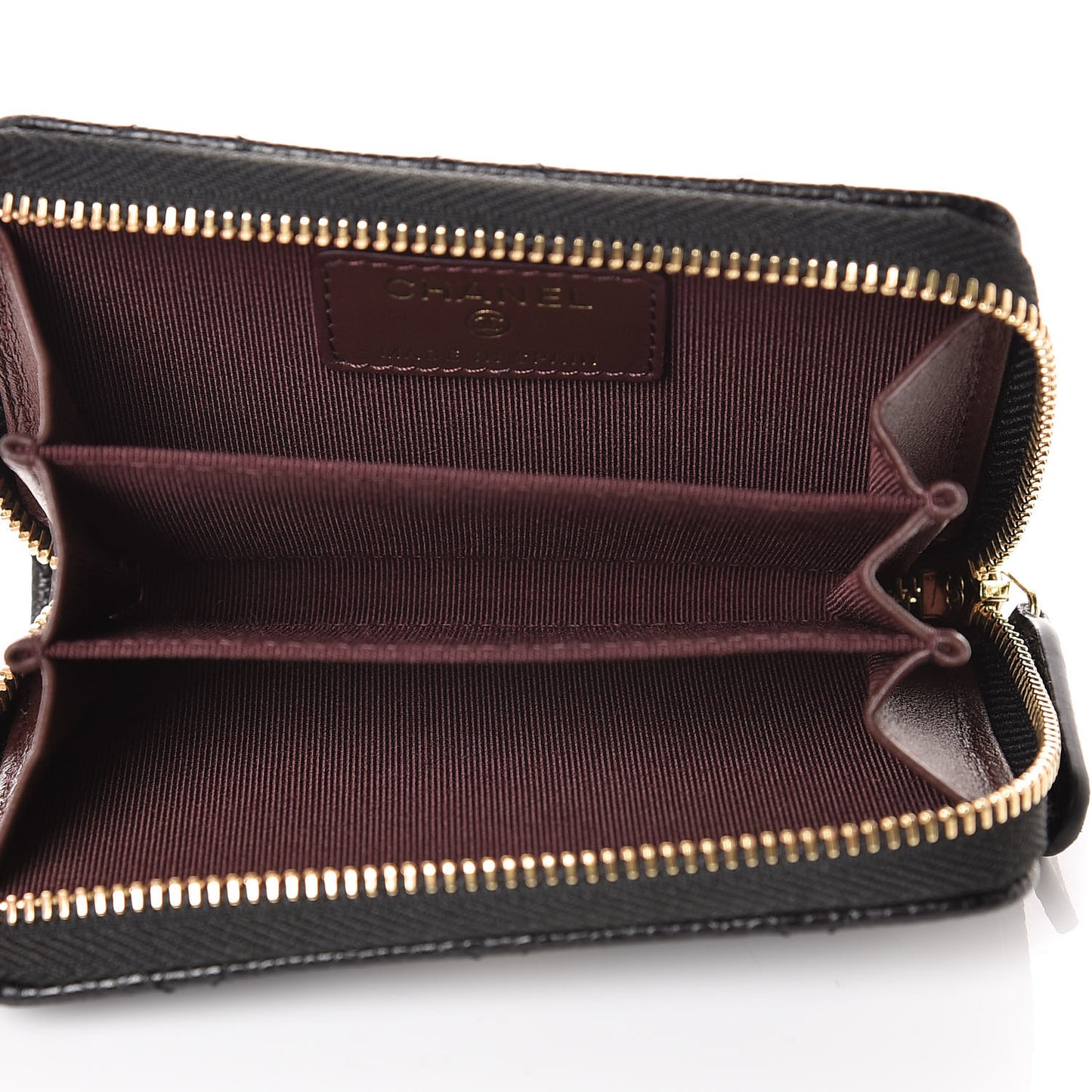 Caviar Quilted Zip Coin Purse Black
