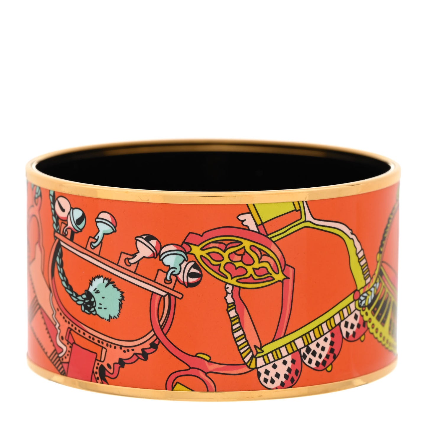 Enamel Printed Extra Wide Bracelet 65 Orange