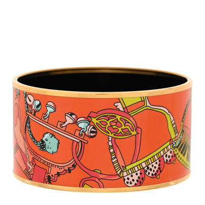 Hermes Enamel Printed Extra Wide Bracelet 65 Orange 3 of 6