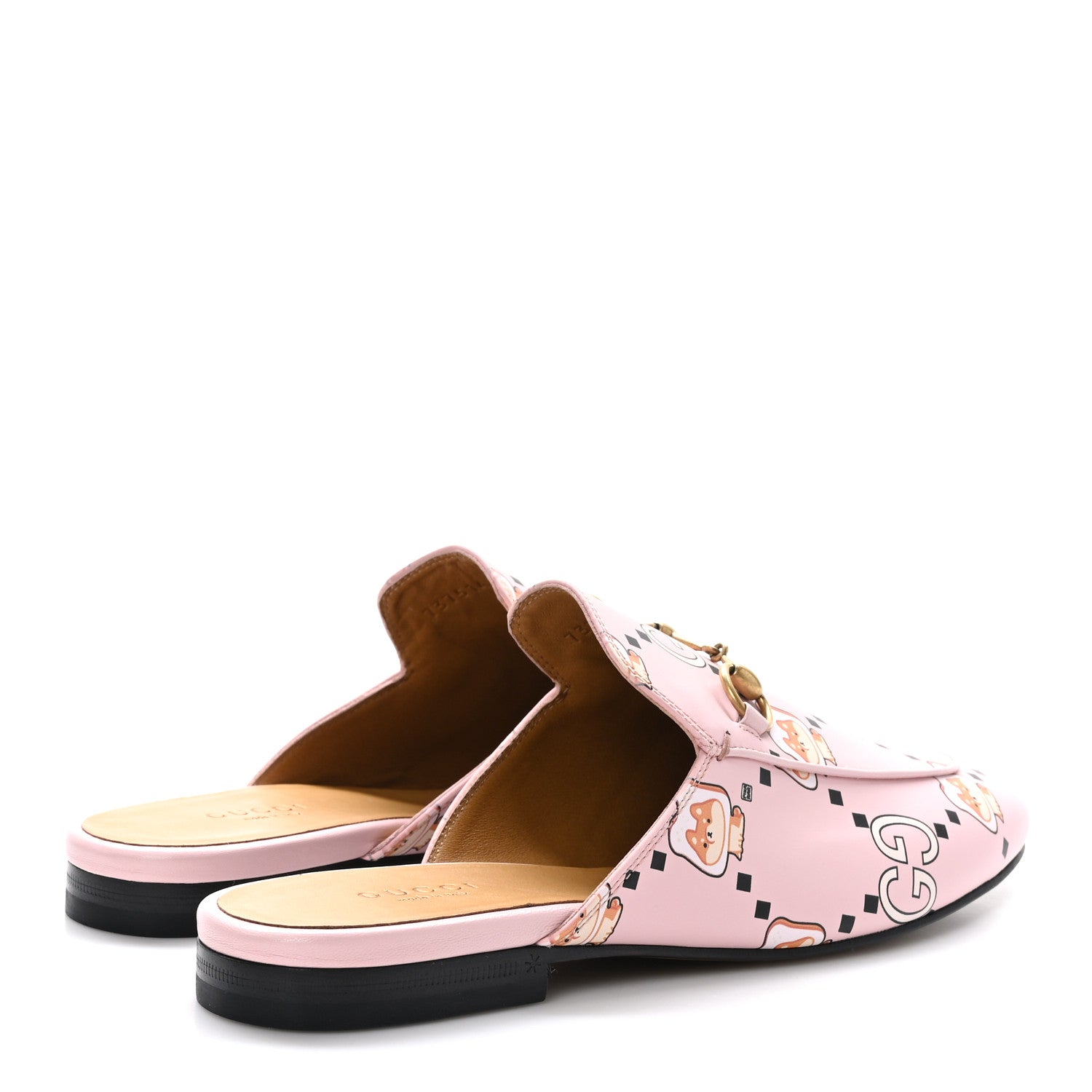 Gucci X PIKARAR Calfskin Monogram Print Womens Princetown Slippers 37.5 Pink Multicolor 4 of 8