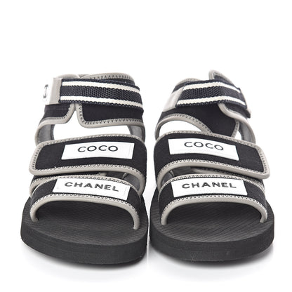 Chanel Lambskin Jersey Coco Sandals 39 Black 2 of 7