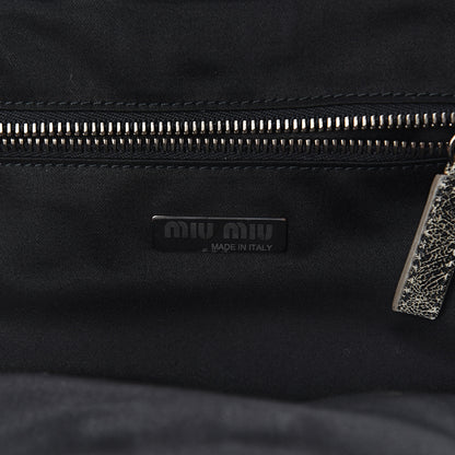 Miu Miu Calfskin Craquele Frame Shoulder Bag Black 5 of 8
