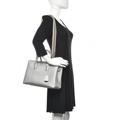 MCM Metallic Grained Calfskin Medium Milla Tote Spike Silver 2 of 10