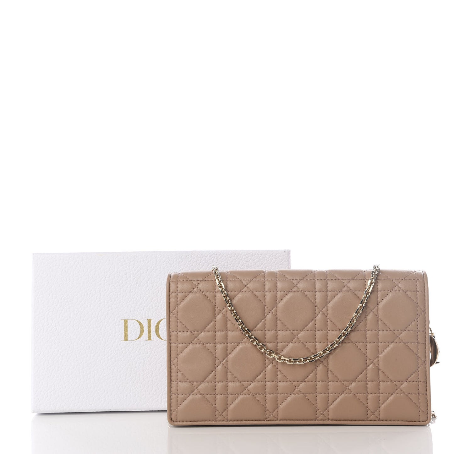 Lambskin Cannage Lady Dior Pouch Beige