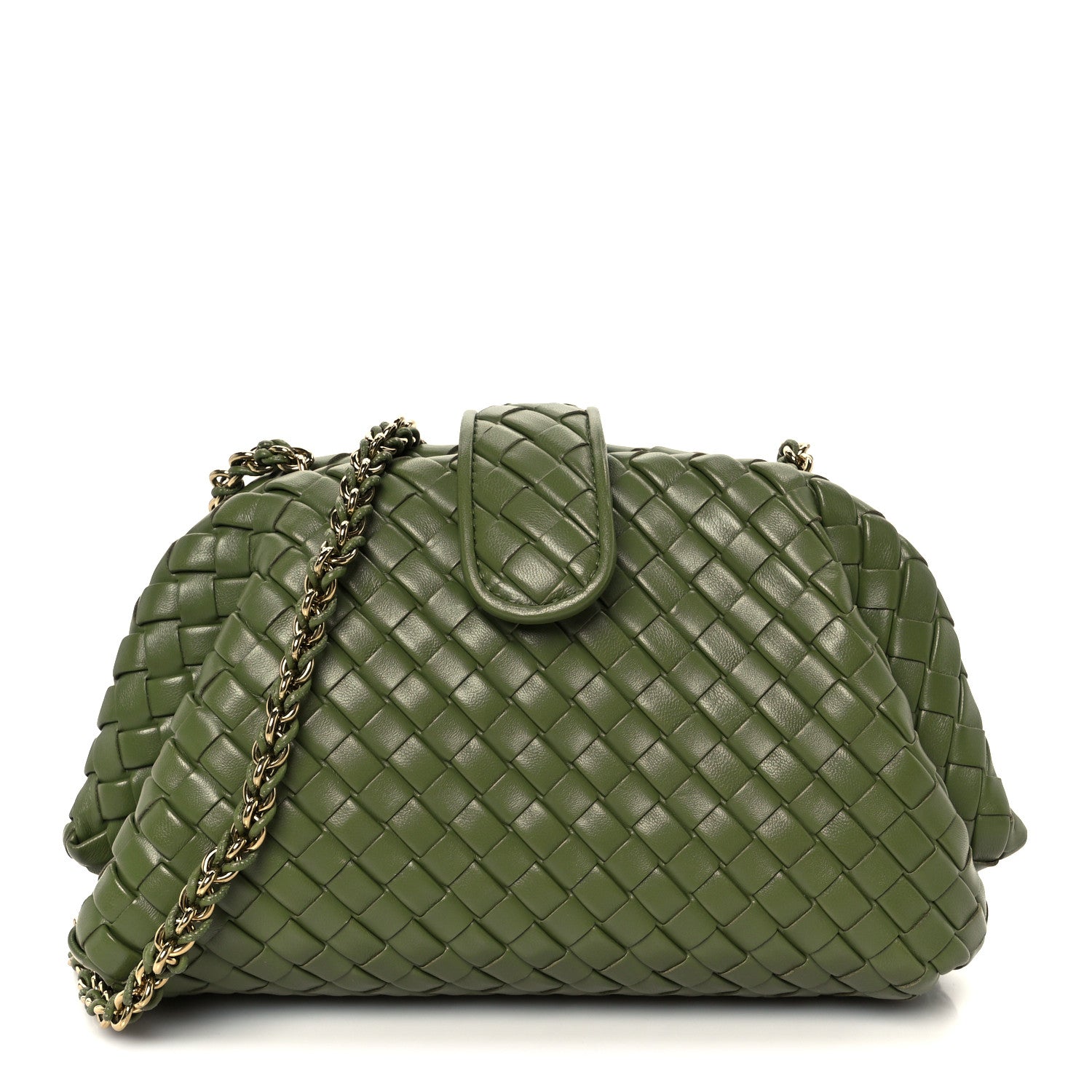 Bottega Veneta Nappa Intrecciato Small The Lauren 1980 Clutch With Chain Matcha 1 of 11