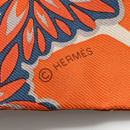 Hermes Silk The Three Graces Twilly Bleu Jean Orange Rouille 4 of 4
