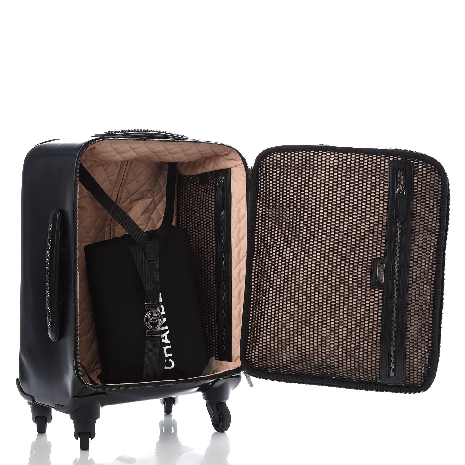 Chanel Vinyl Calfskin Quilted Coco Case Trolley Rolling Luggage Black 5 of 8