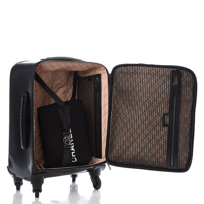 Chanel Vinyl Calfskin Quilted Coco Case Trolley Rolling Luggage Black 5 of 8