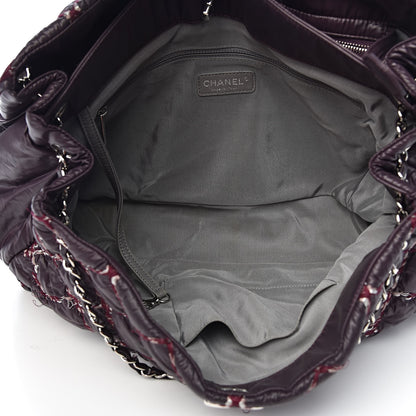 Chanel Nylon Quilted Tweed Stitch Bubble Tote Plum 5 of 15