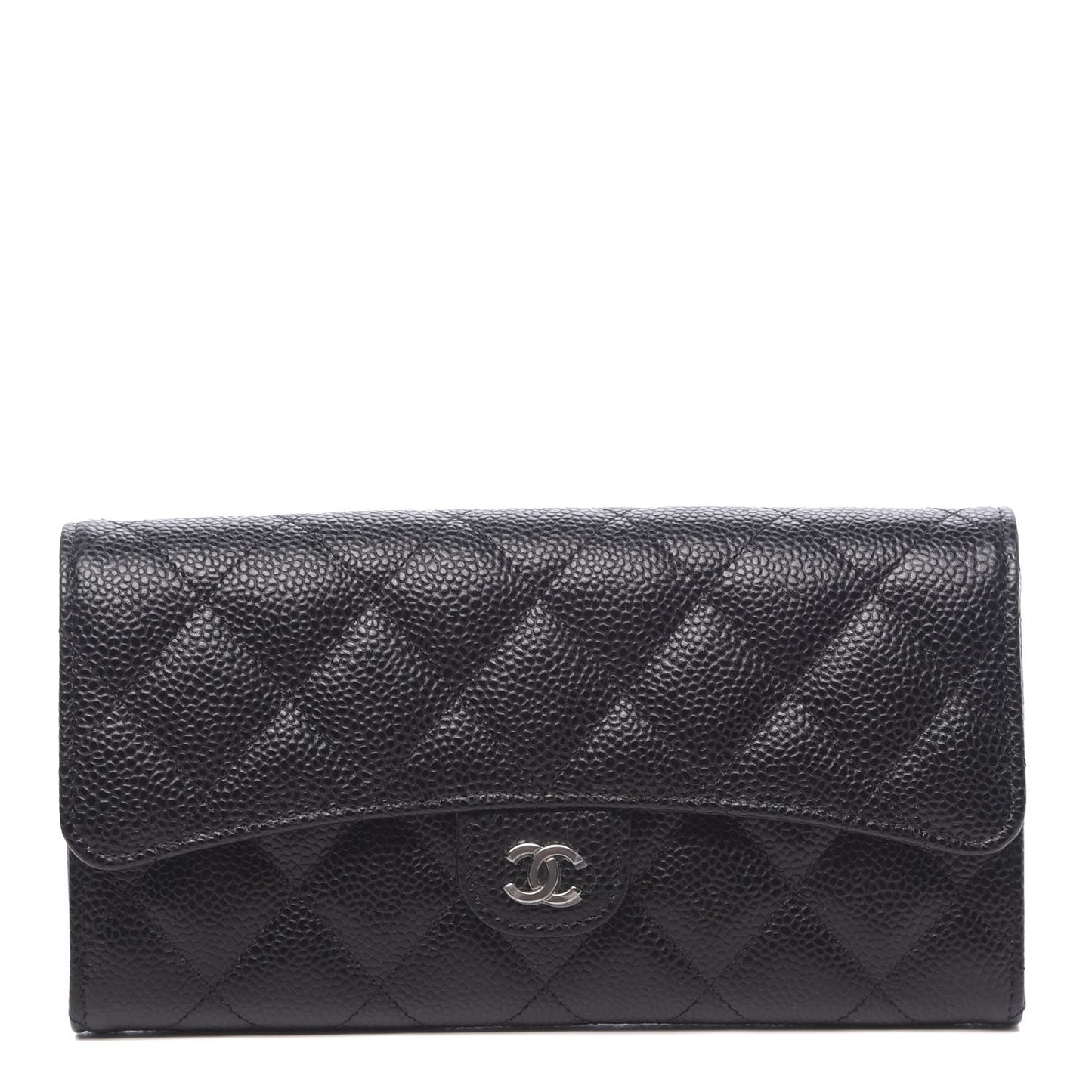 Caviar Quilted Large Flap Wallet Black