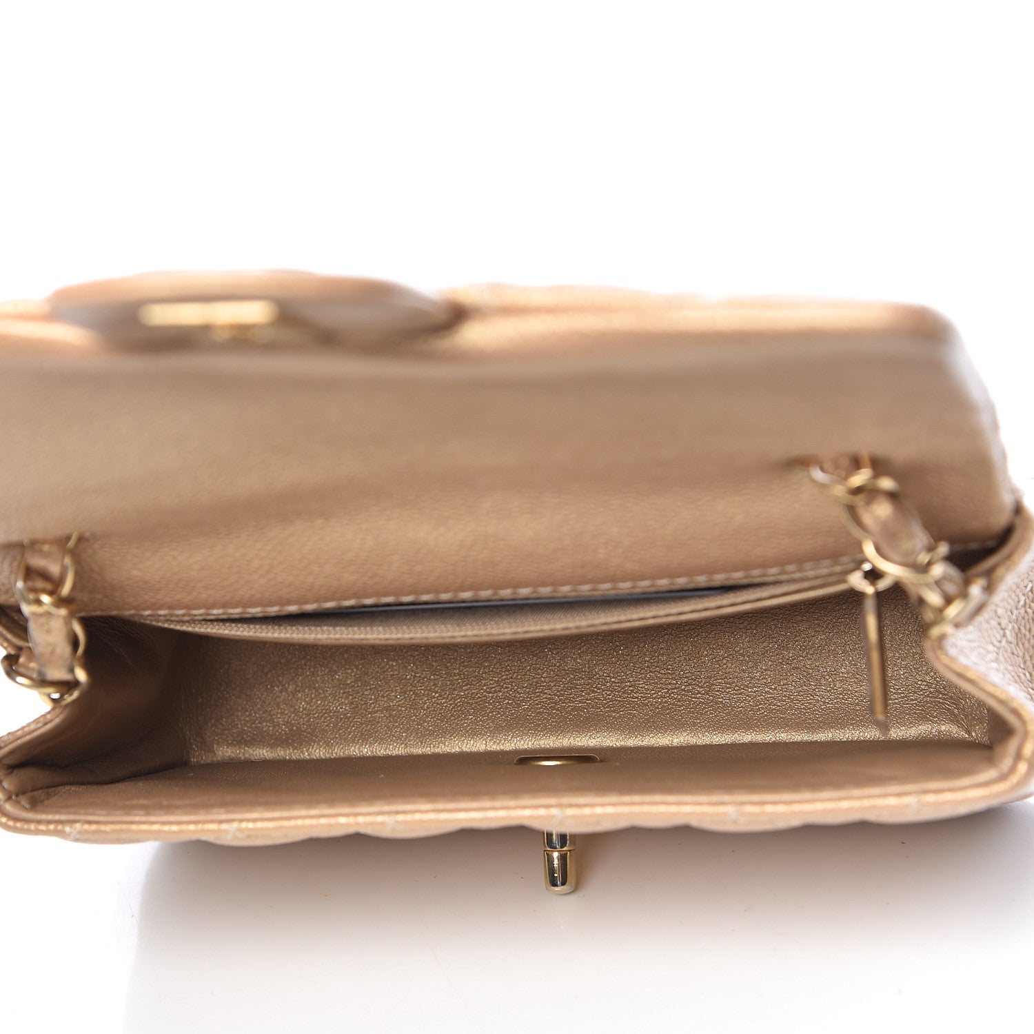 Chanel Metallic Caviar Quilted Mini Rectangular Flap Bronze 5 of 12