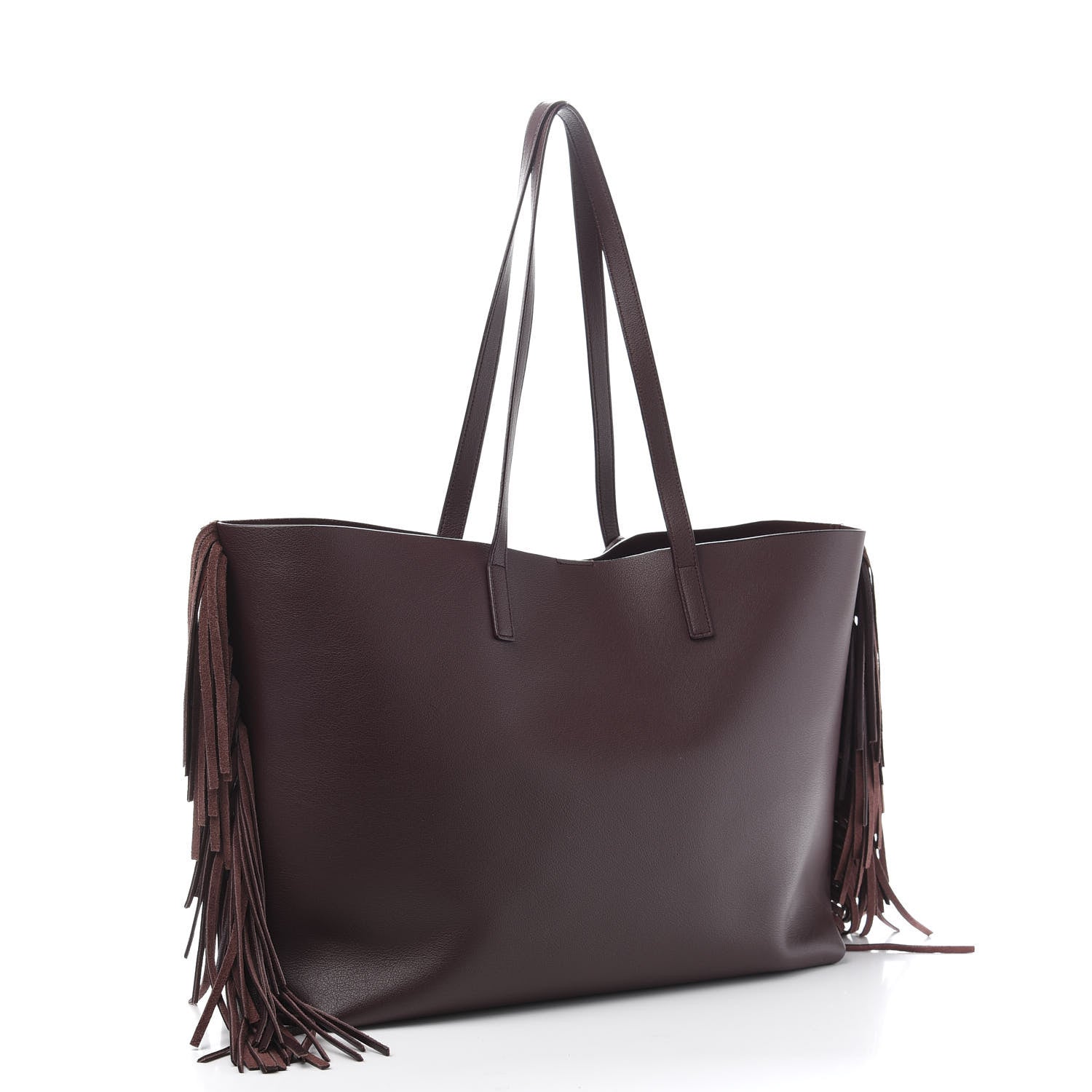 Saint Laurent Calfskin Large Fringe Shopping Tote Amaranto 4 of 14