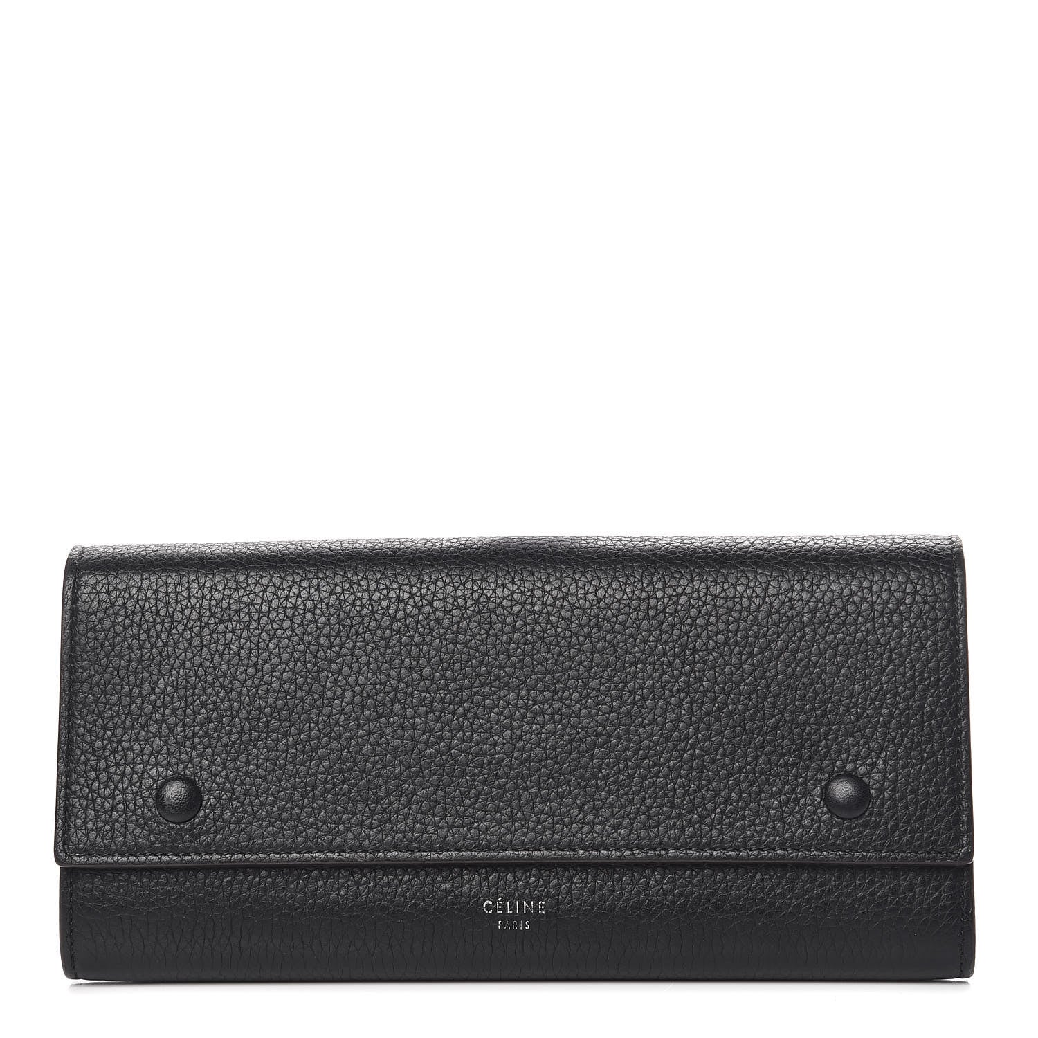 Celine Drummed Calfskin Large Multifunction Flap Wallet Black 1 of 8