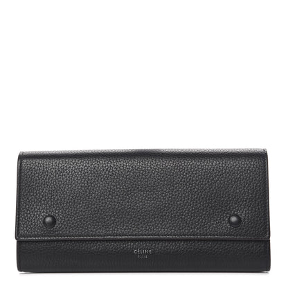 Celine Drummed Calfskin Large Multifunction Flap Wallet Black 1 of 8