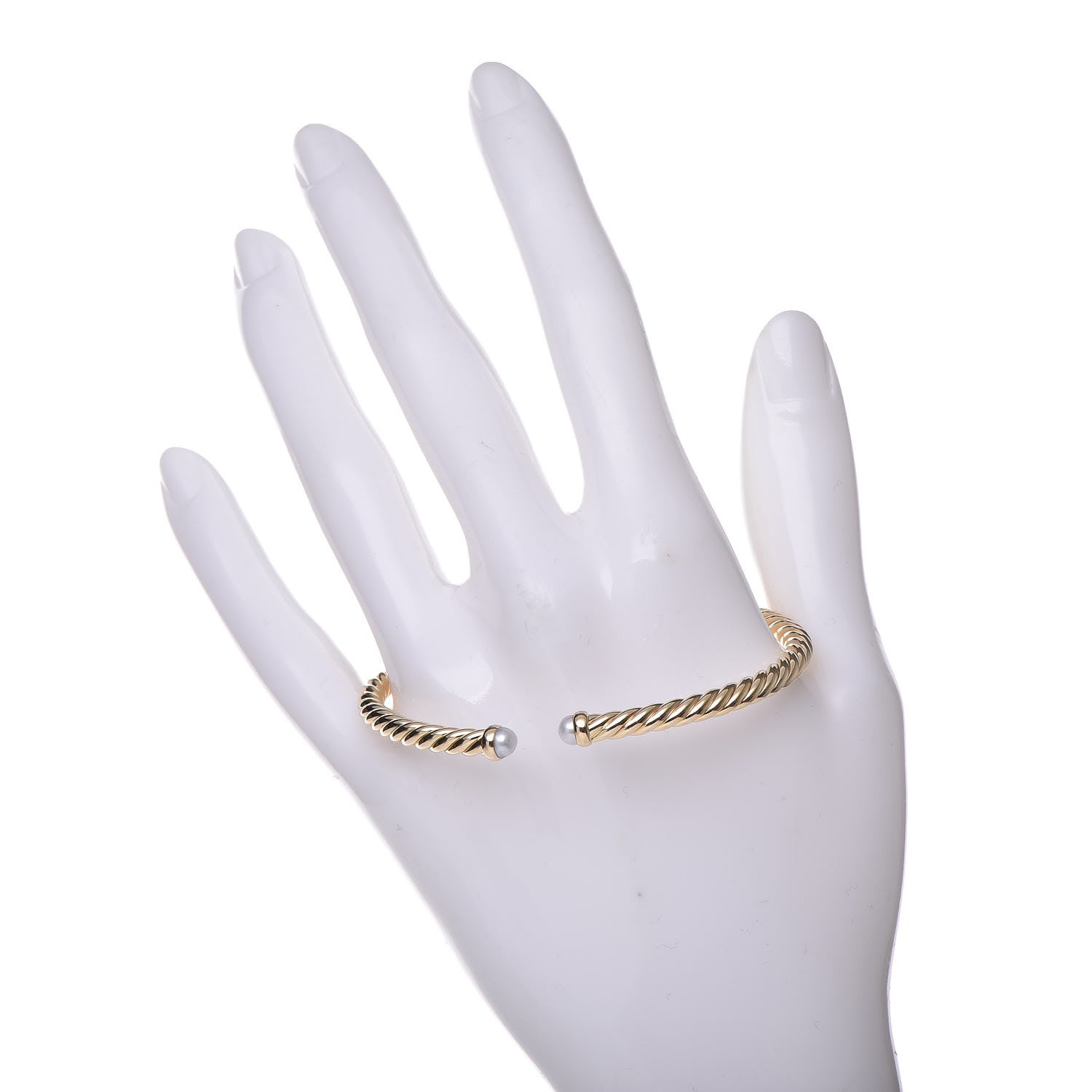 David Yurman 18K Yellow Gold Pearl 4mm Cablespira Bracelet 2 of 4