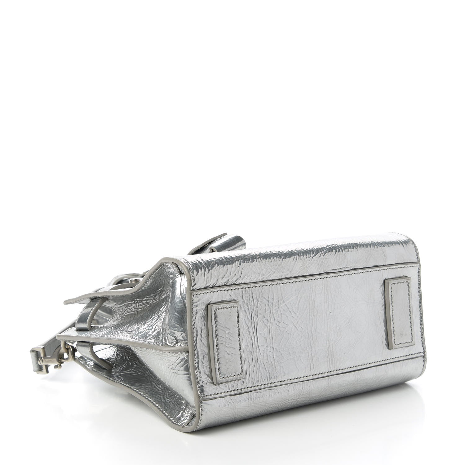 Saint Laurent Metallic Crinkled Calfskin Nano Supple Sac De Jour Silver 4 of 11