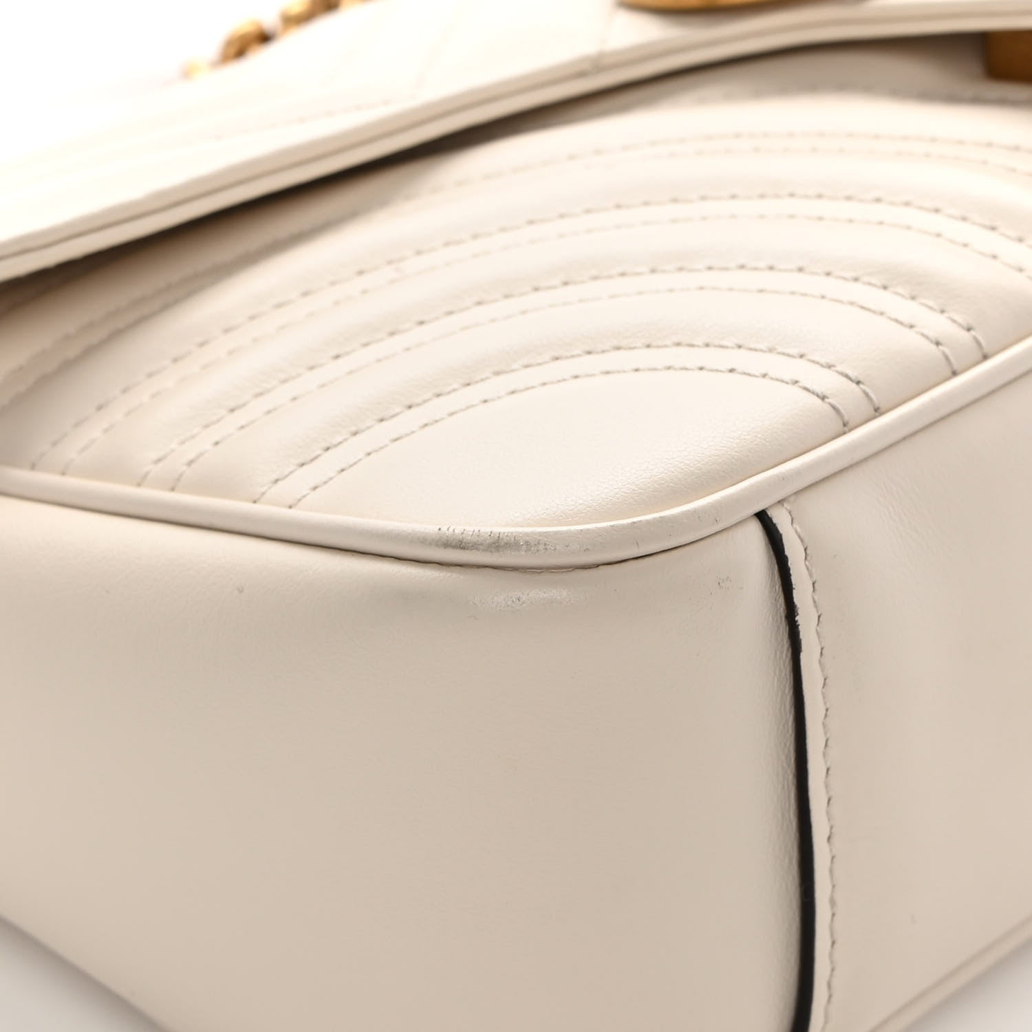 Gucci Calfskin Matelasse Small GG Marmont Shoulder Bag White 11 of 14