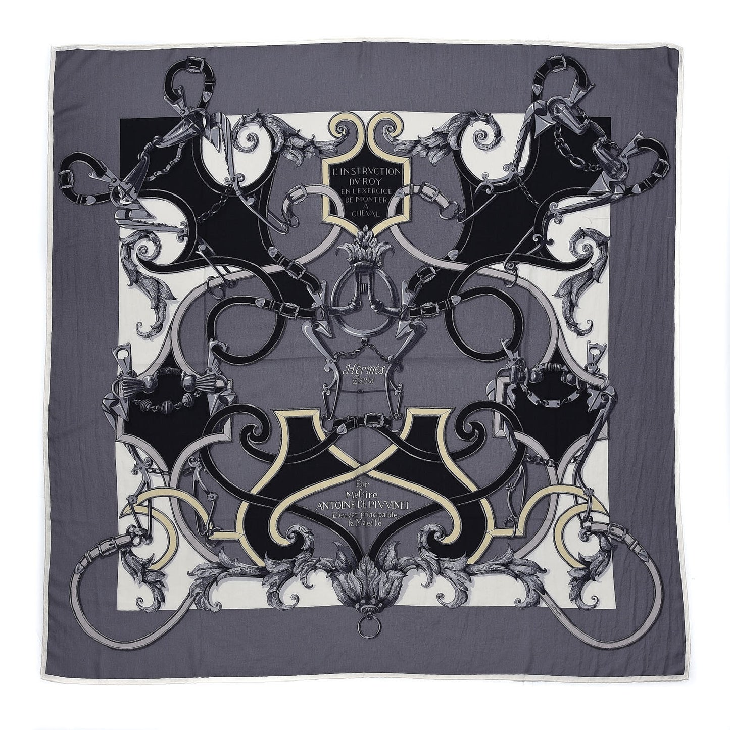 Cashmere Silk L Instruction Du Roy Shawl 140 Gris Acier White Black