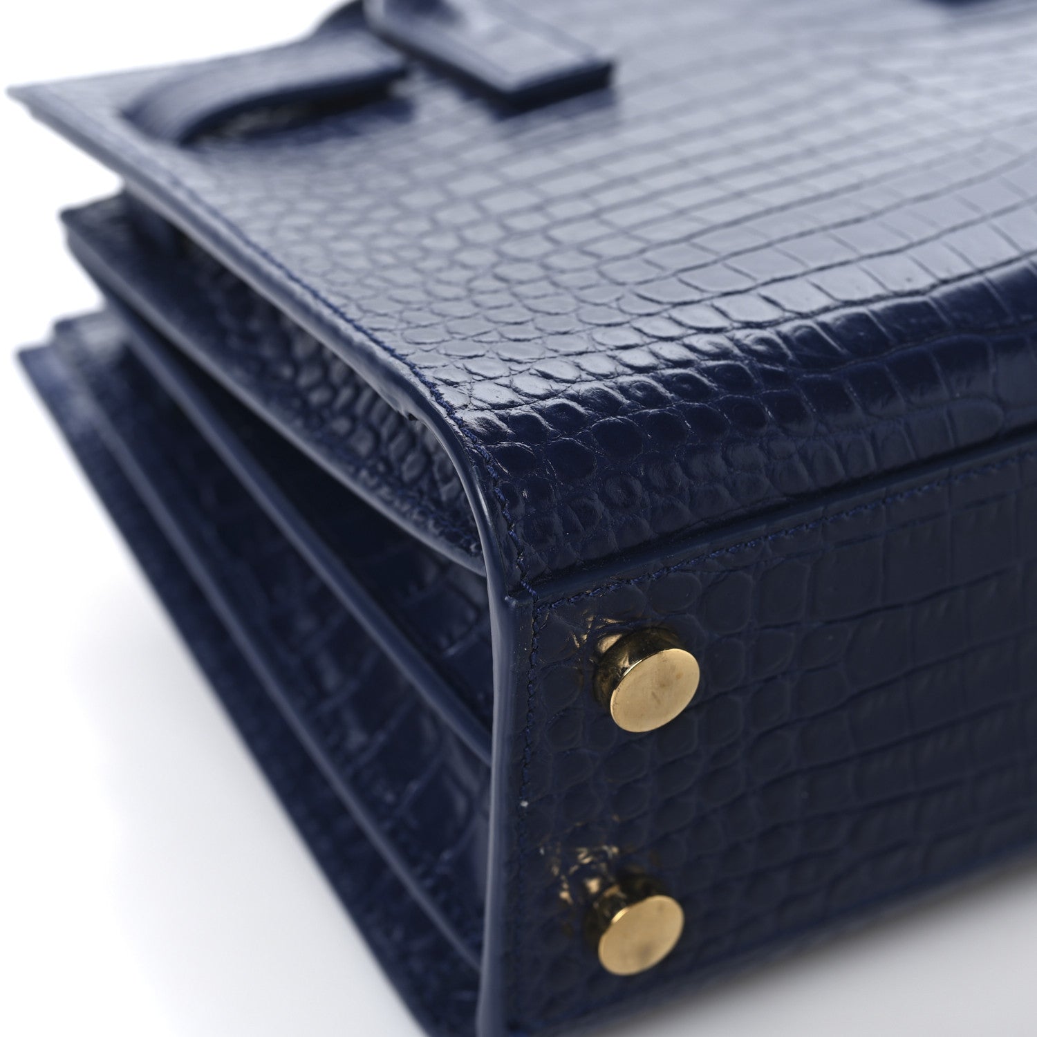 Saint Laurent Calfskin Crocodile Embossed Nano Sac De Jour Saphir 12 of 14