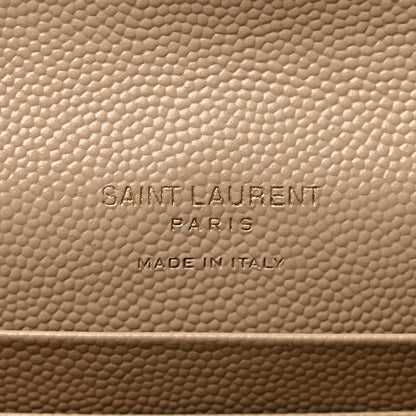 Saint Laurent Grain De Poudre Matelasse Chevron Small Monogram Envelope Wallet Dark Beige 6 of 9
