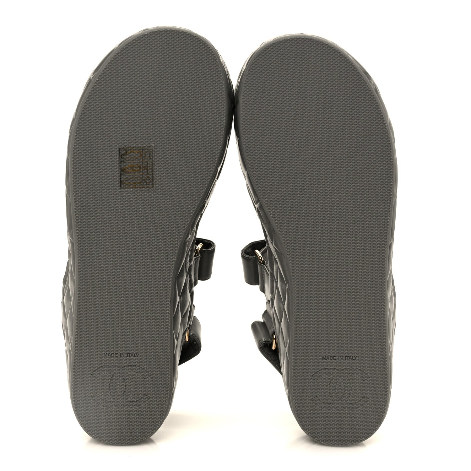 Chanel Shiny Calfskin Logo Platform Sandals 36 Grey 6 of 10
