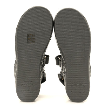 Chanel Shiny Calfskin Logo Platform Sandals 36 Grey 6 of 10